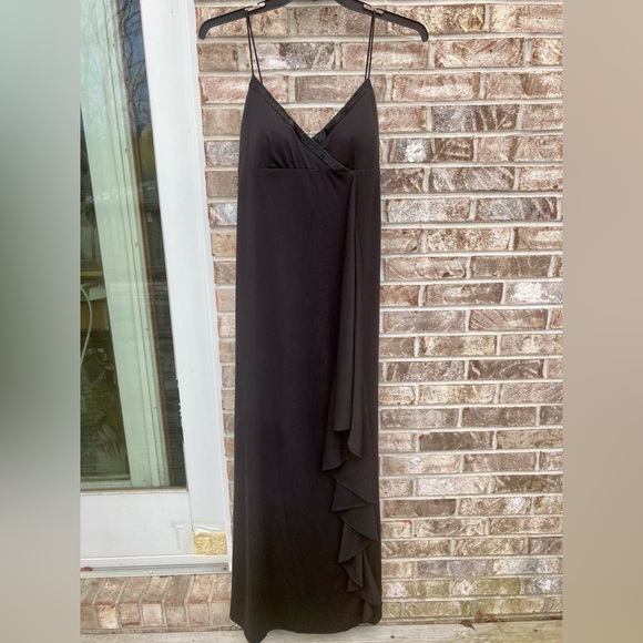 Black Beaded Y2K Ruffle 13/14 Draped Prom Dress - Picture 7 of 12